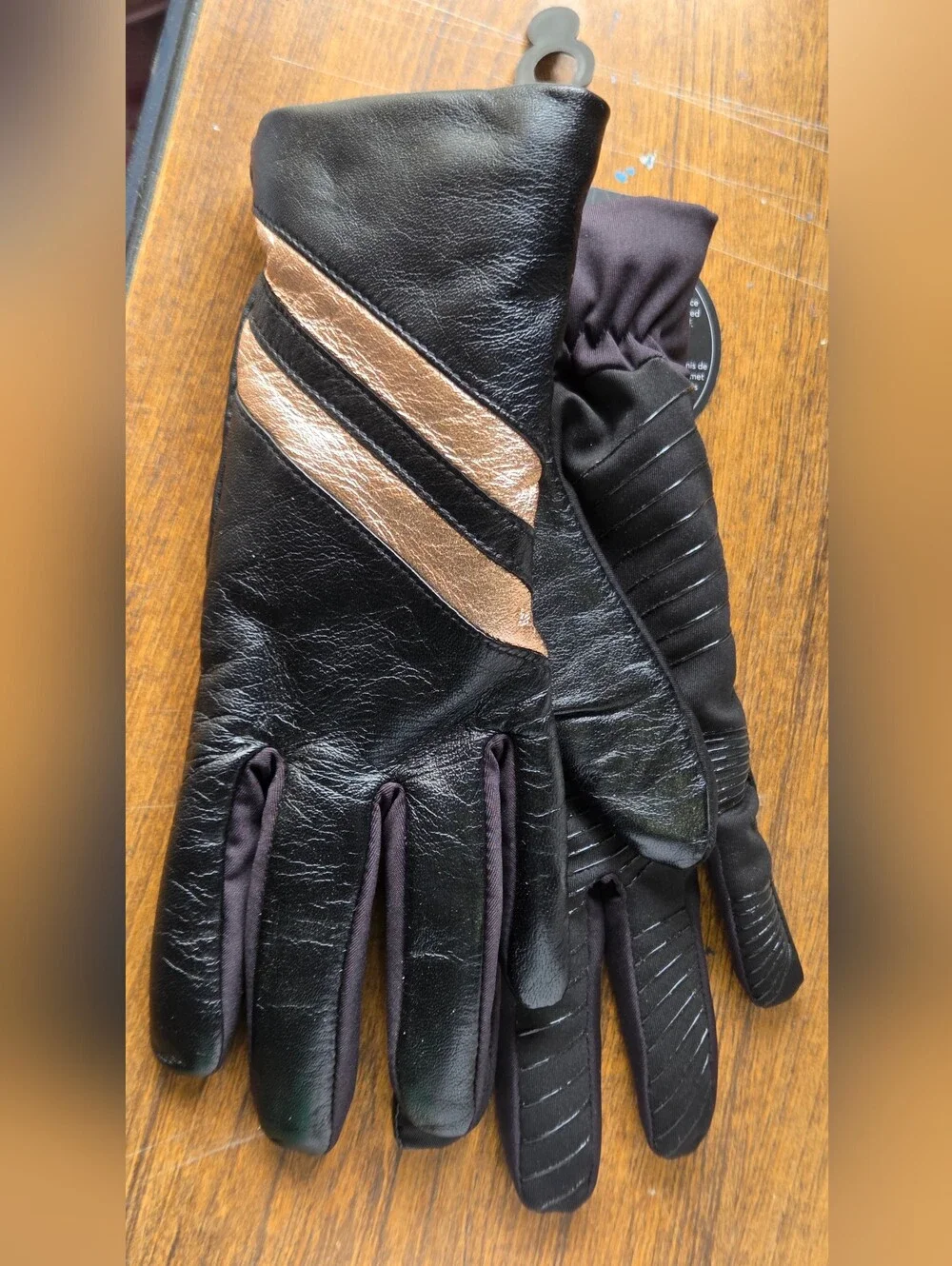 Leather Gloves with Metallic Bronze Accent Small